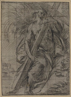 B 095
<br/>
Boetende Heilige met kruis en schedel
<br/>
<em>Procaccini (II), Ercole (ca. 1596-1676) - toegeschreven aan</em>